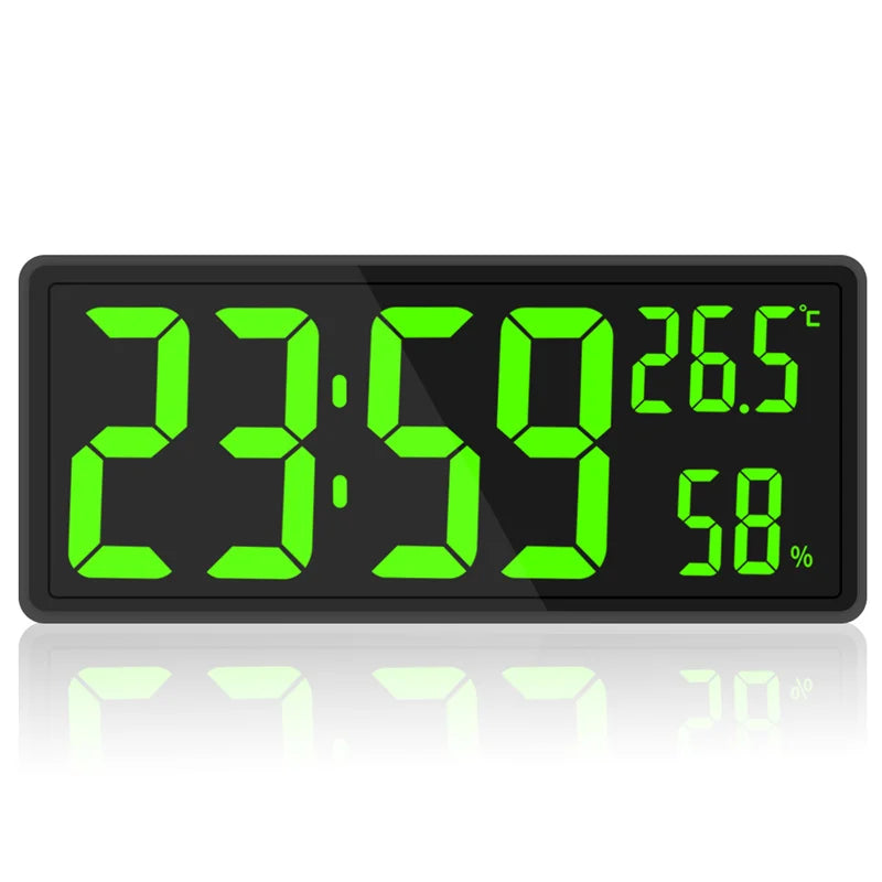 Large LED Digital Clock with Temp & Humidity, Night Mode
