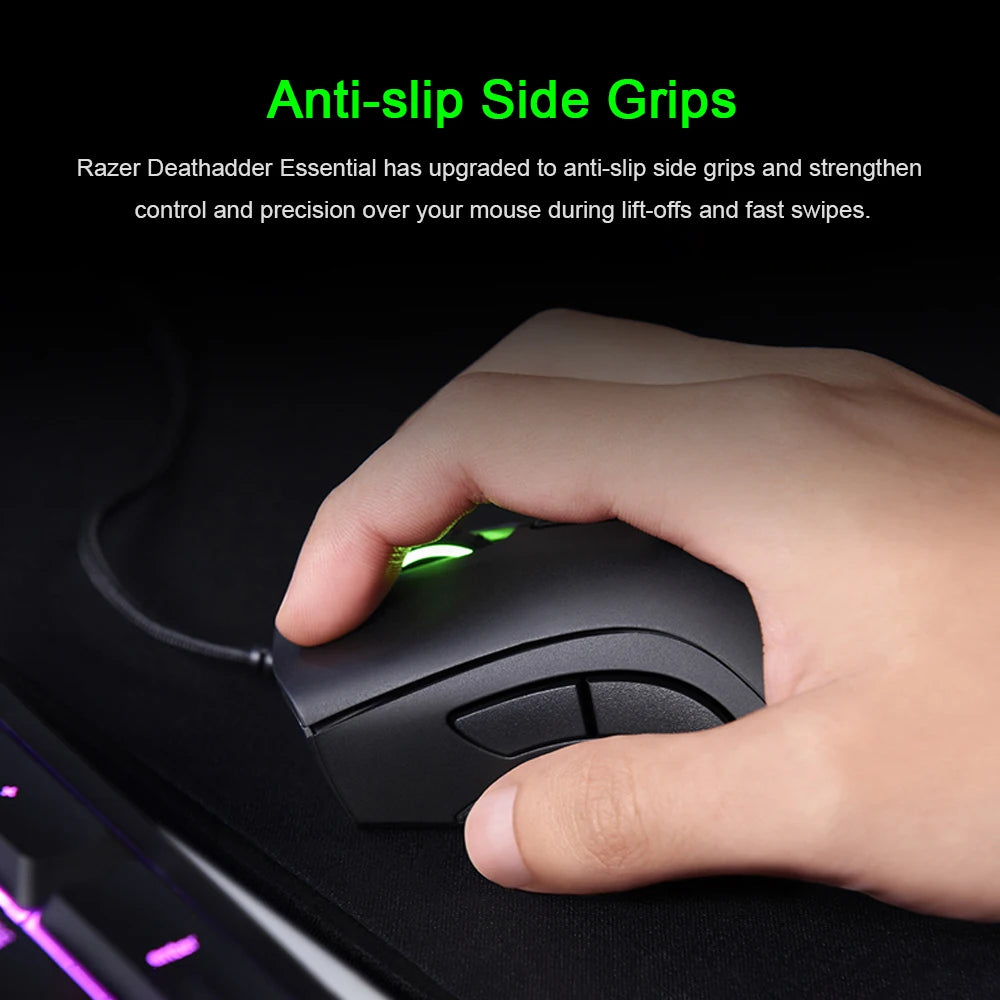 Razer DeathAdder Essential Wired Gaming Mouse, 6400DPI, Optical Sensor, 5 Buttons Independently, Laptop, PC, Gamer, Original