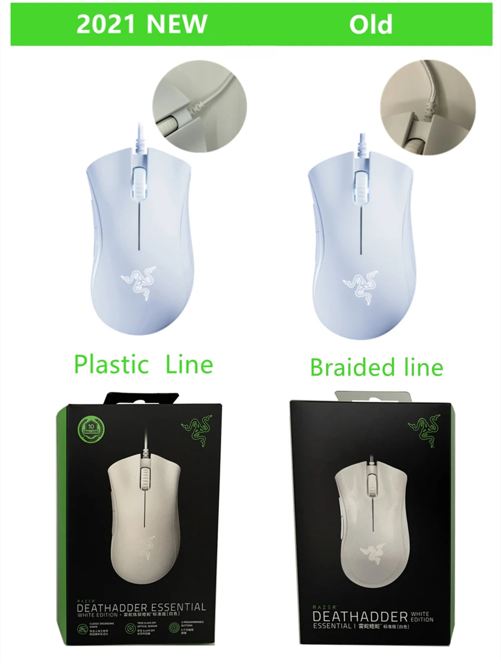 Razer DeathAdder Essential Wired Gaming Mouse, 6400DPI, Optical Sensor, 5 Buttons Independently, Laptop, PC, Gamer, Original