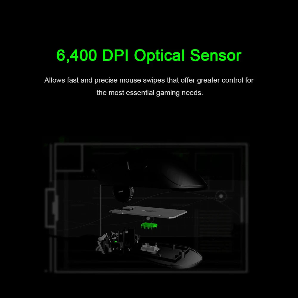Razer DeathAdder Essential Wired Gaming Mouse, 6400DPI, Optical Sensor, 5 Buttons Independently, Laptop, PC, Gamer, Original