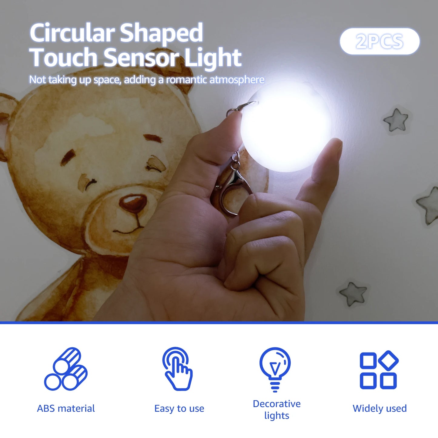 Heart-Shaped LED Purse Light with Touch Sensor /2 pack
