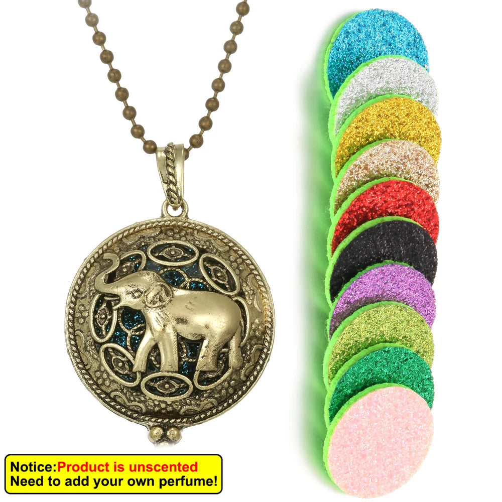 New Aroma Kaleidoscope Retro Necklace Antique Locket Pendant Magnetic Perfume Essential Oil Diffuser Locket Aromatherapy Jewelry