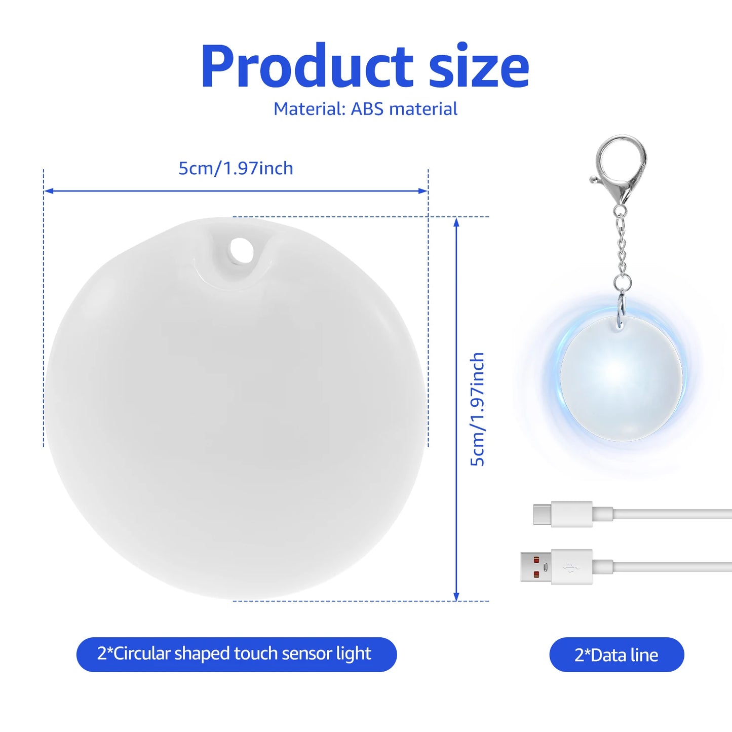 Heart-Shaped LED Purse Light with Touch Sensor /2 pack
