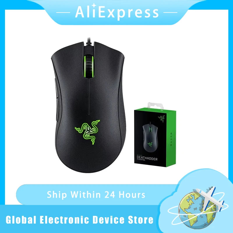 Razer DeathAdder Essential Wired Gaming Mouse, 6400DPI, Optical Sensor, 5 Buttons Independently, Laptop, PC, Gamer, Original