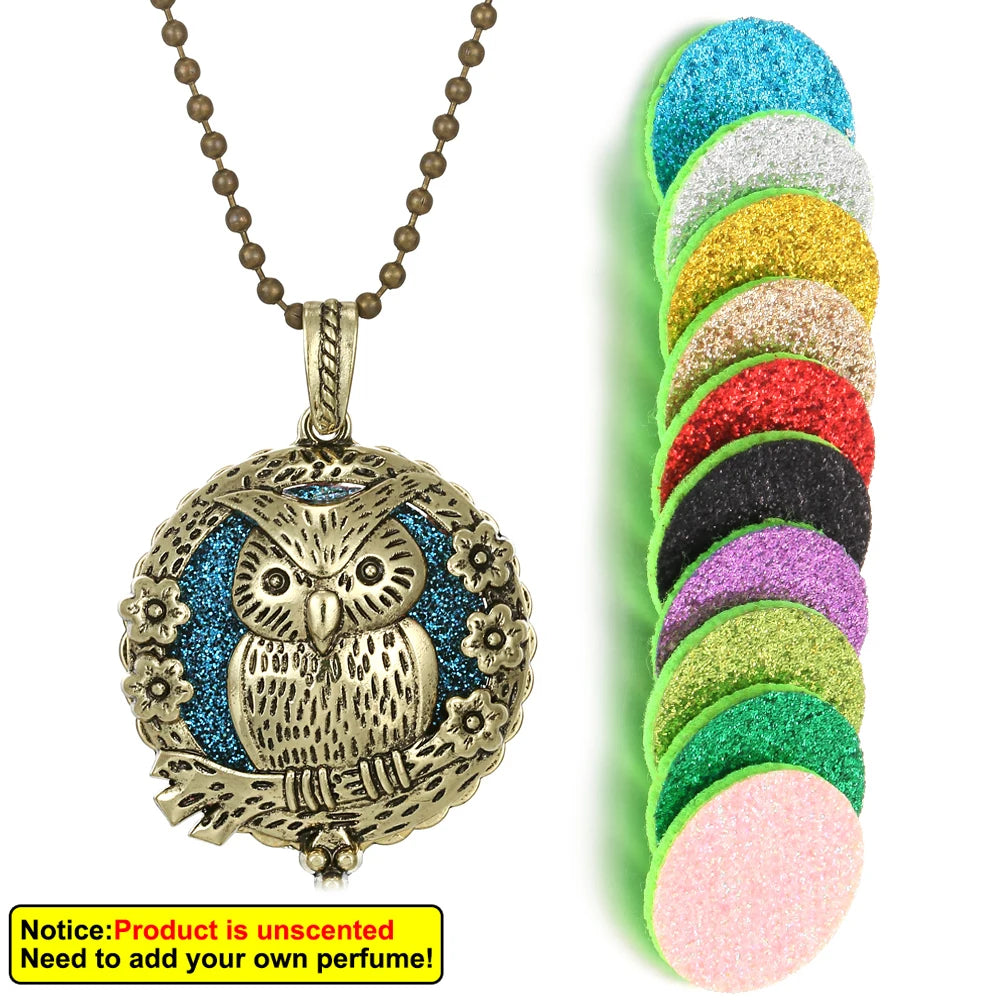 New Aroma Kaleidoscope Retro Necklace Antique Locket Pendant Magnetic Perfume Essential Oil Diffuser Locket Aromatherapy Jewelry