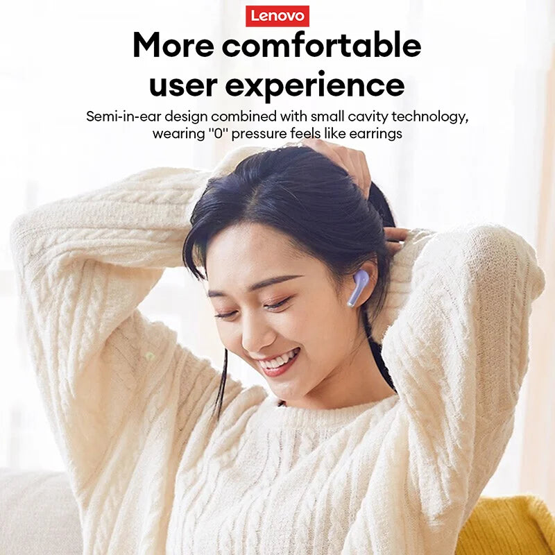 New Lenovo LP40 Pro Bluetooth V5.3 Earphones Punchy Bass Sound Headset Full Compatible Low Latency Game Sports Music Headphones