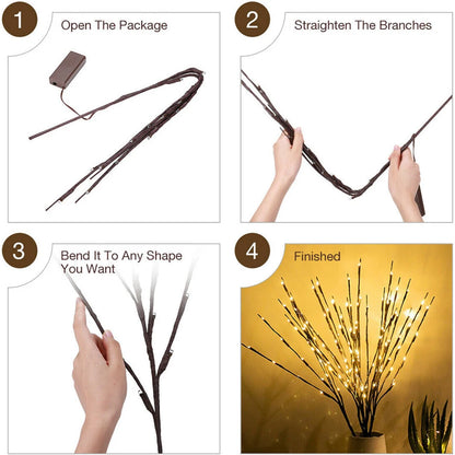 LED Willow Branch Vase Light – 20 Bulbs Decorative Lamp