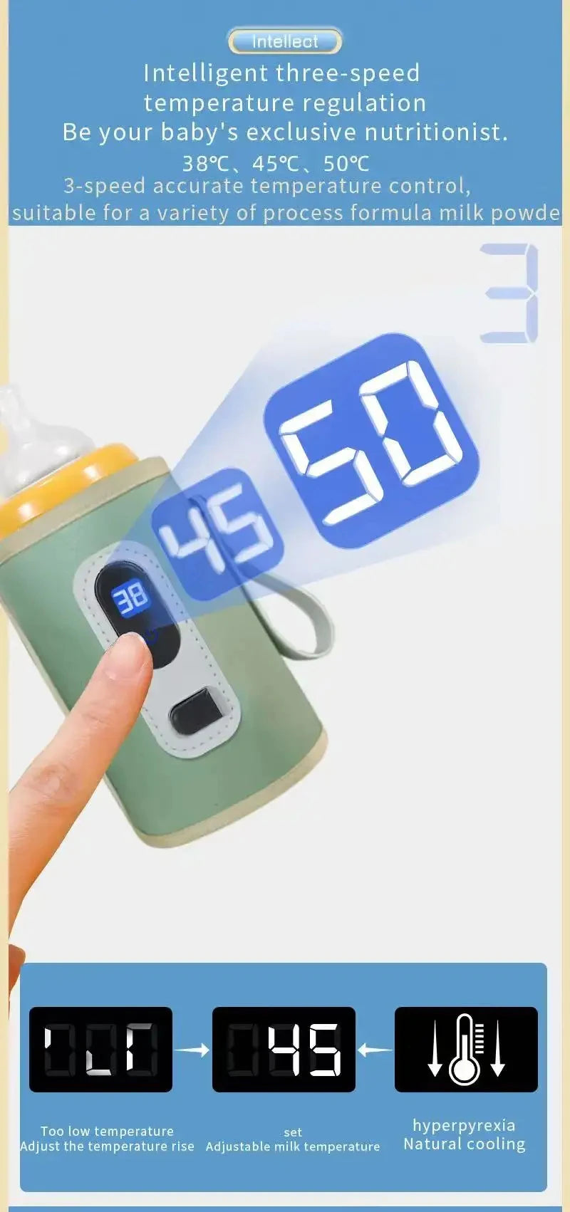 Portable USB Baby Bottle Warmer with LCD Temperature Display