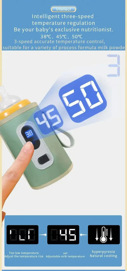 Portable USB Baby Bottle Warmer with LCD Temperature Display