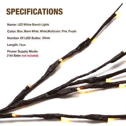 LED Willow Branch Vase Light – 20 Bulbs Decorative Lamp