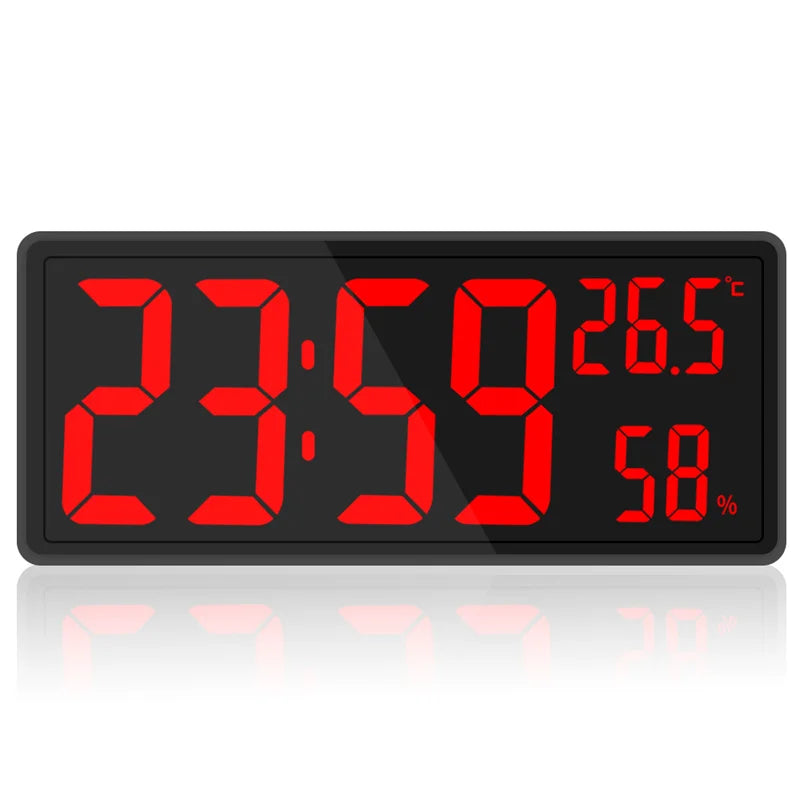 Large LED Digital Clock with Temp & Humidity, Night Mode