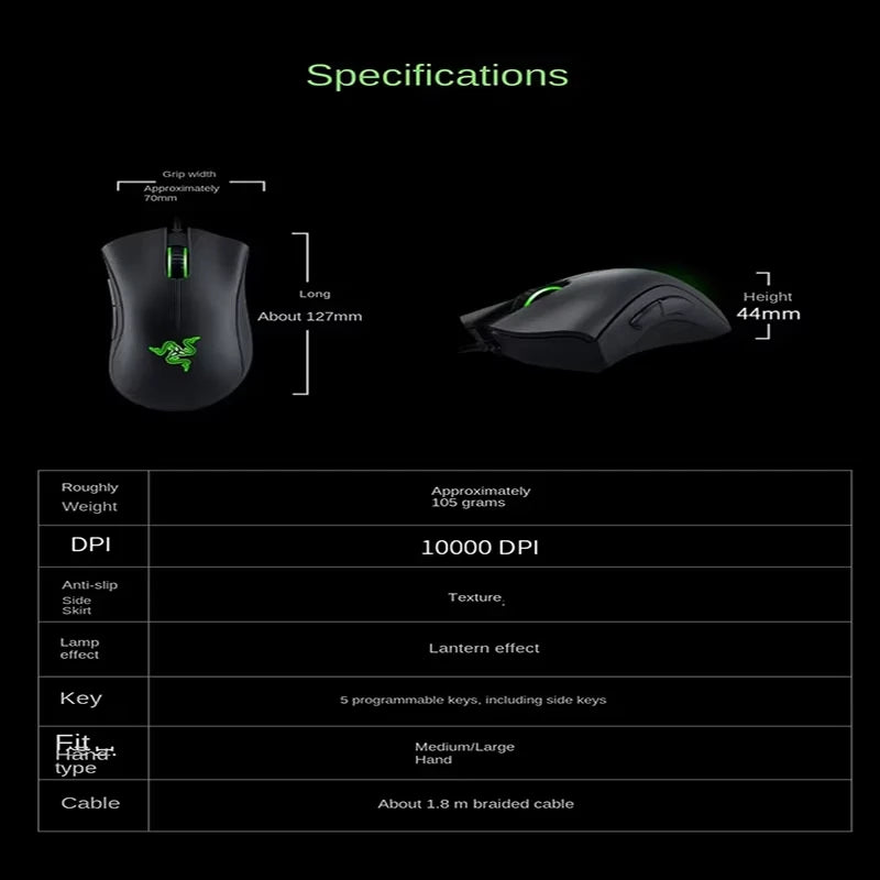 Razer DeathAdder Essential Wired Gaming Mouse, 6400DPI, Optical Sensor, 5 Buttons Independently, Laptop, PC, Gamer, Original