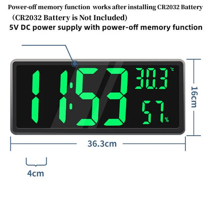 Large LED Digital Clock with Temp & Humidity, Night Mode