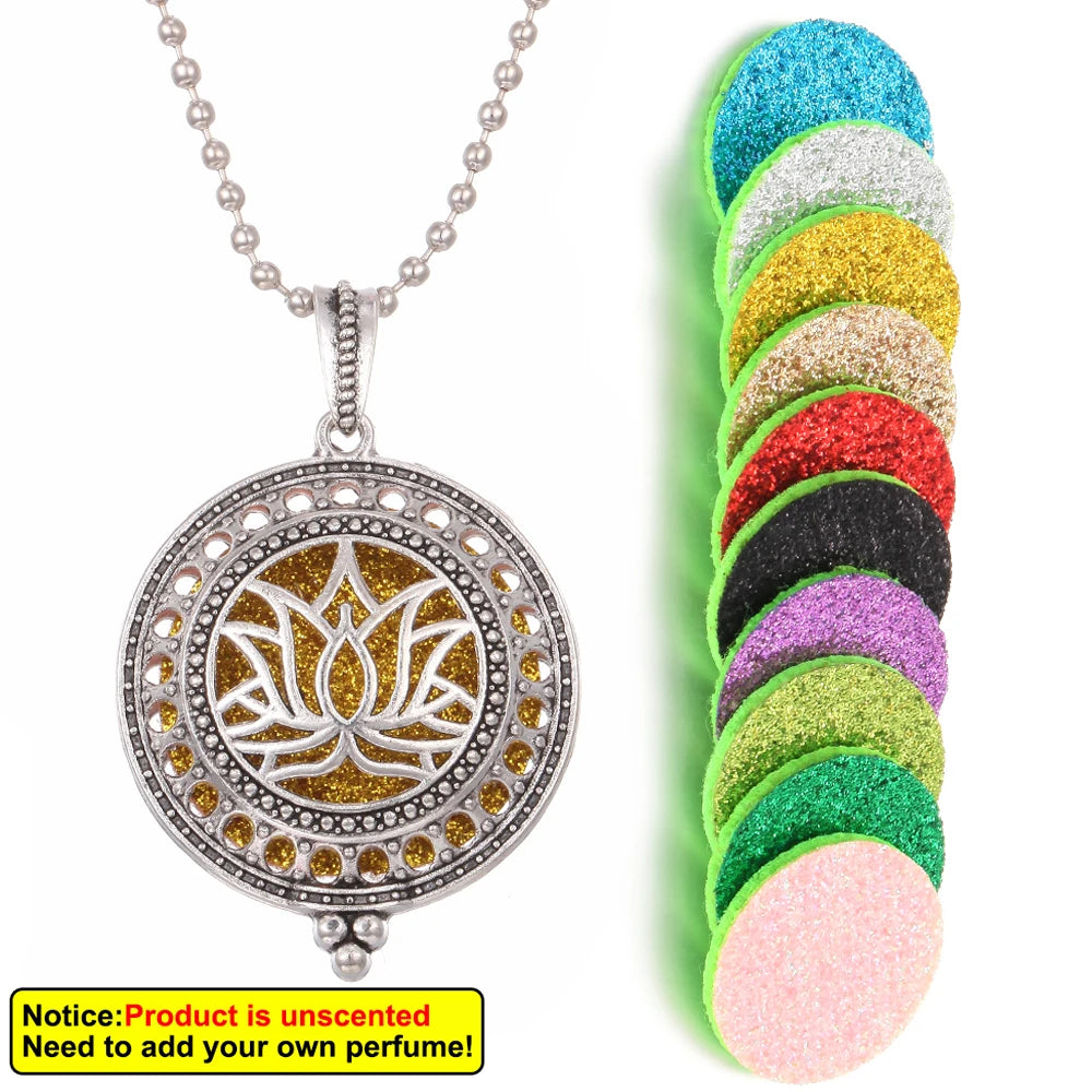 New Aroma Kaleidoscope Retro Necklace Antique Locket Pendant Magnetic Perfume Essential Oil Diffuser Locket Aromatherapy Jewelry