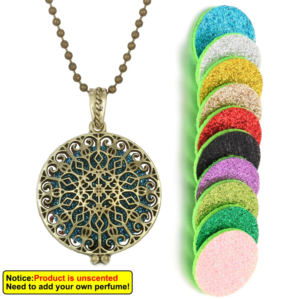New Aroma Kaleidoscope Retro Necklace Antique Locket Pendant Magnetic Perfume Essential Oil Diffuser Locket Aromatherapy Jewelry
