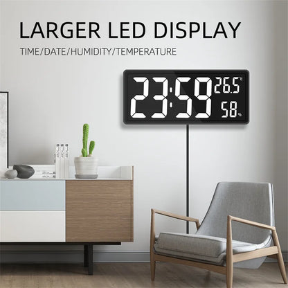 Large LED Digital Clock with Temp & Humidity, Night Mode