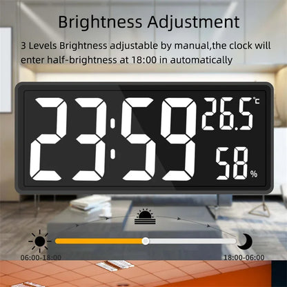 Large LED Digital Clock with Temp & Humidity, Night Mode