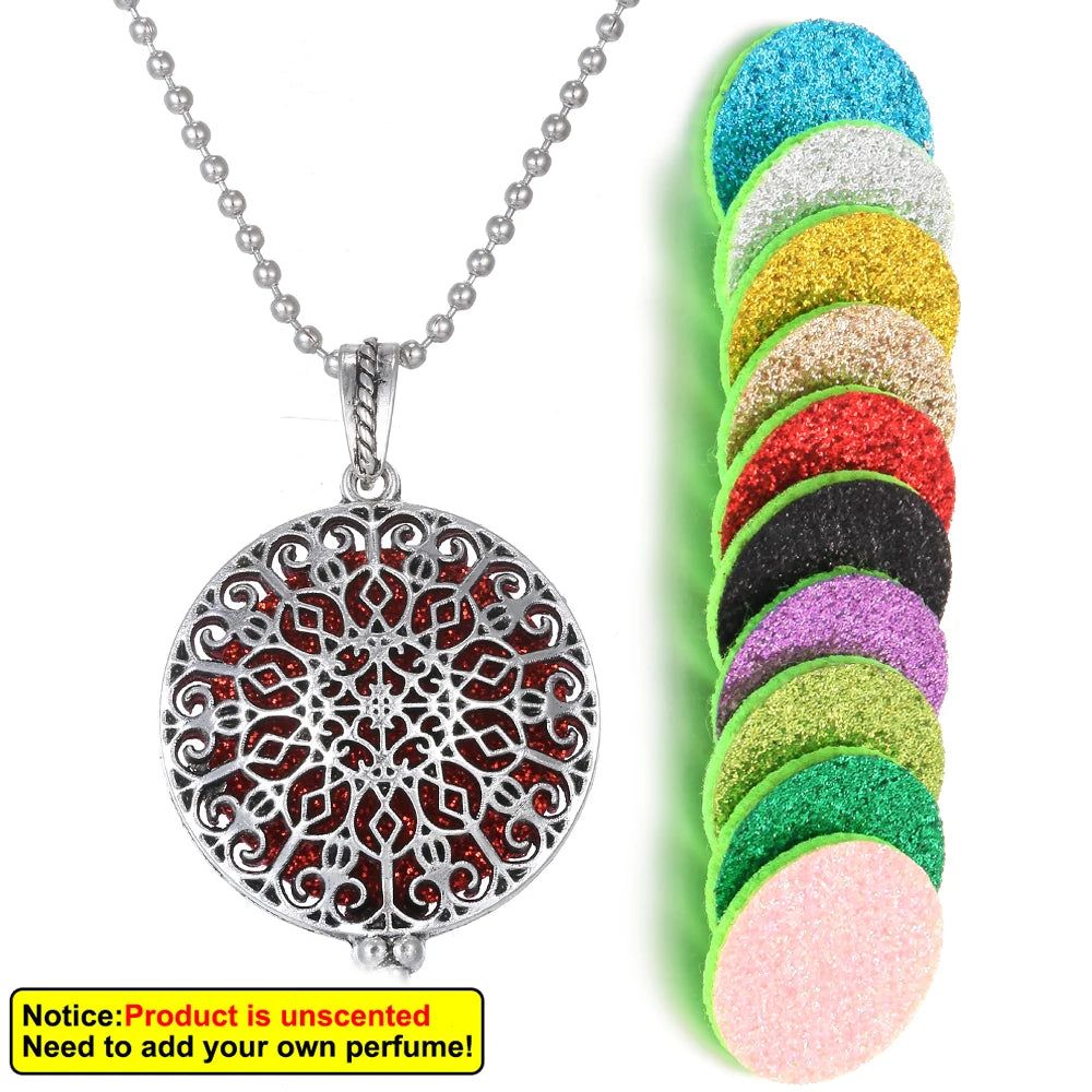 New Aroma Kaleidoscope Retro Necklace Antique Locket Pendant Magnetic Perfume Essential Oil Diffuser Locket Aromatherapy Jewelry
