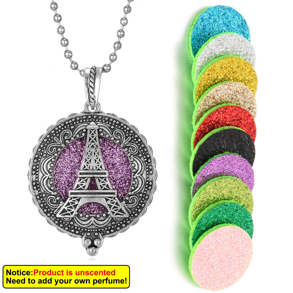 New Aroma Kaleidoscope Retro Necklace Antique Locket Pendant Magnetic Perfume Essential Oil Diffuser Locket Aromatherapy Jewelry