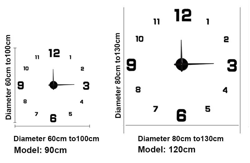 Simple Soundless Large-sized 3D Big Or Small Number Poster Home Decoration DIY Wall Clock For Living Room Bedroom Study Hotel