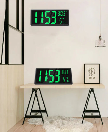 Large LED Digital Clock with Temp & Humidity, Night Mode