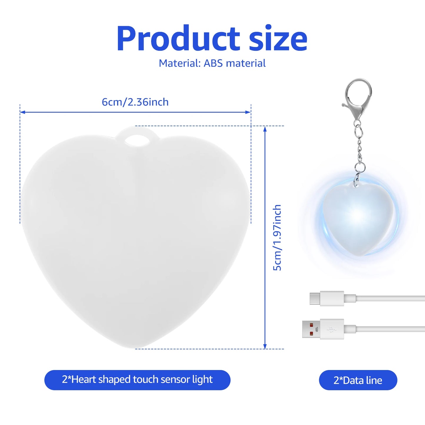 Heart-Shaped LED Purse Light with Touch Sensor /2 pack