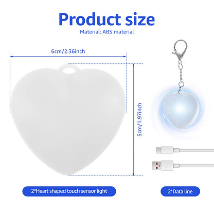 Heart-Shaped LED Purse Light with Touch Sensor /2 pack
