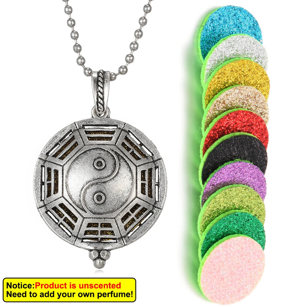 New Aroma Kaleidoscope Retro Necklace Antique Locket Pendant Magnetic Perfume Essential Oil Diffuser Locket Aromatherapy Jewelry