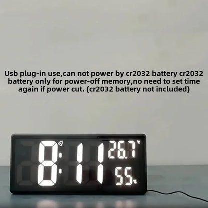 Large LED Digital Clock with Temp & Humidity, Night Mode