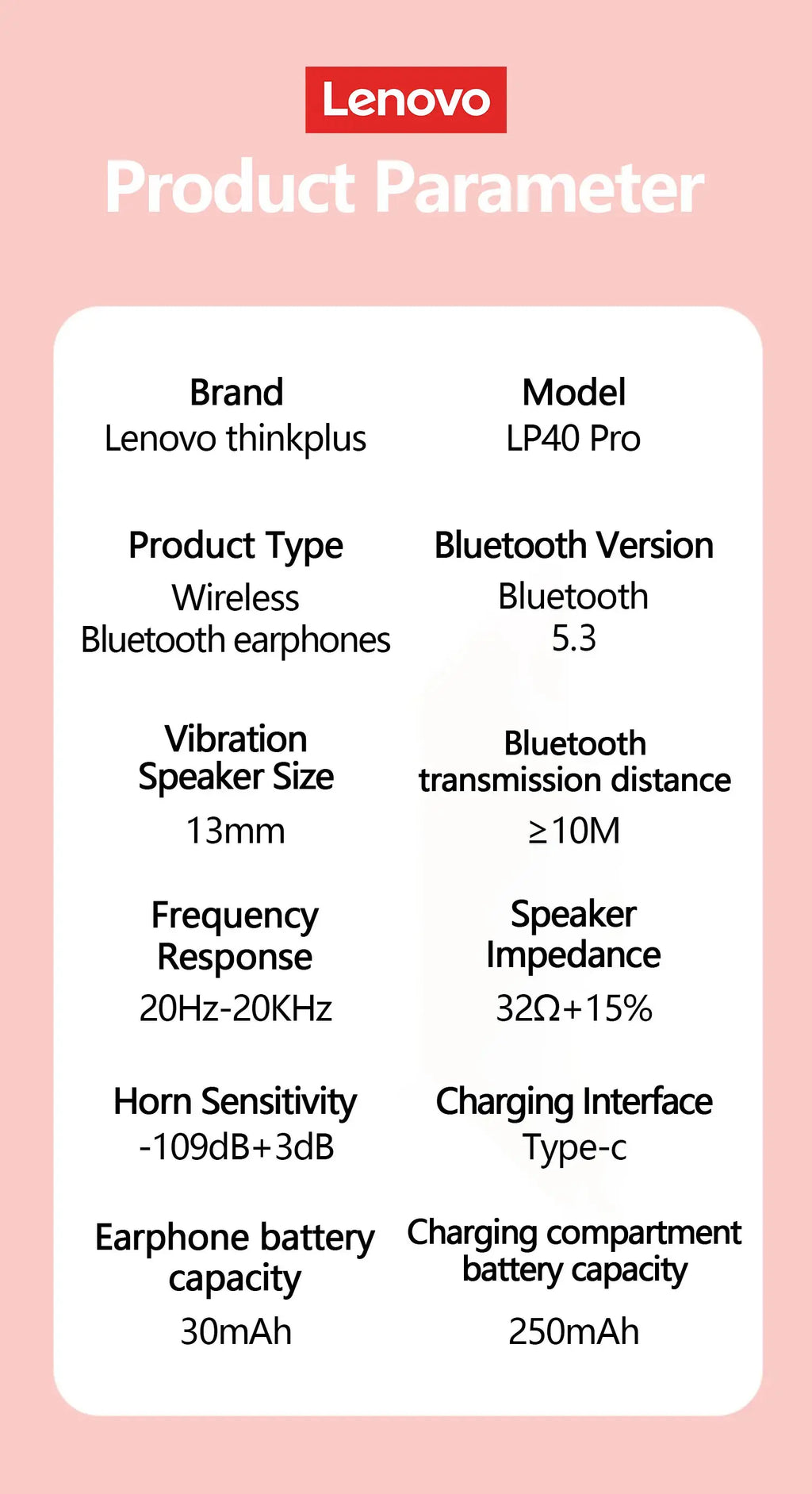 New Lenovo LP40 Pro Bluetooth V5.3 Earphones Punchy Bass Sound Headset Full Compatible Low Latency Game Sports Music Headphones