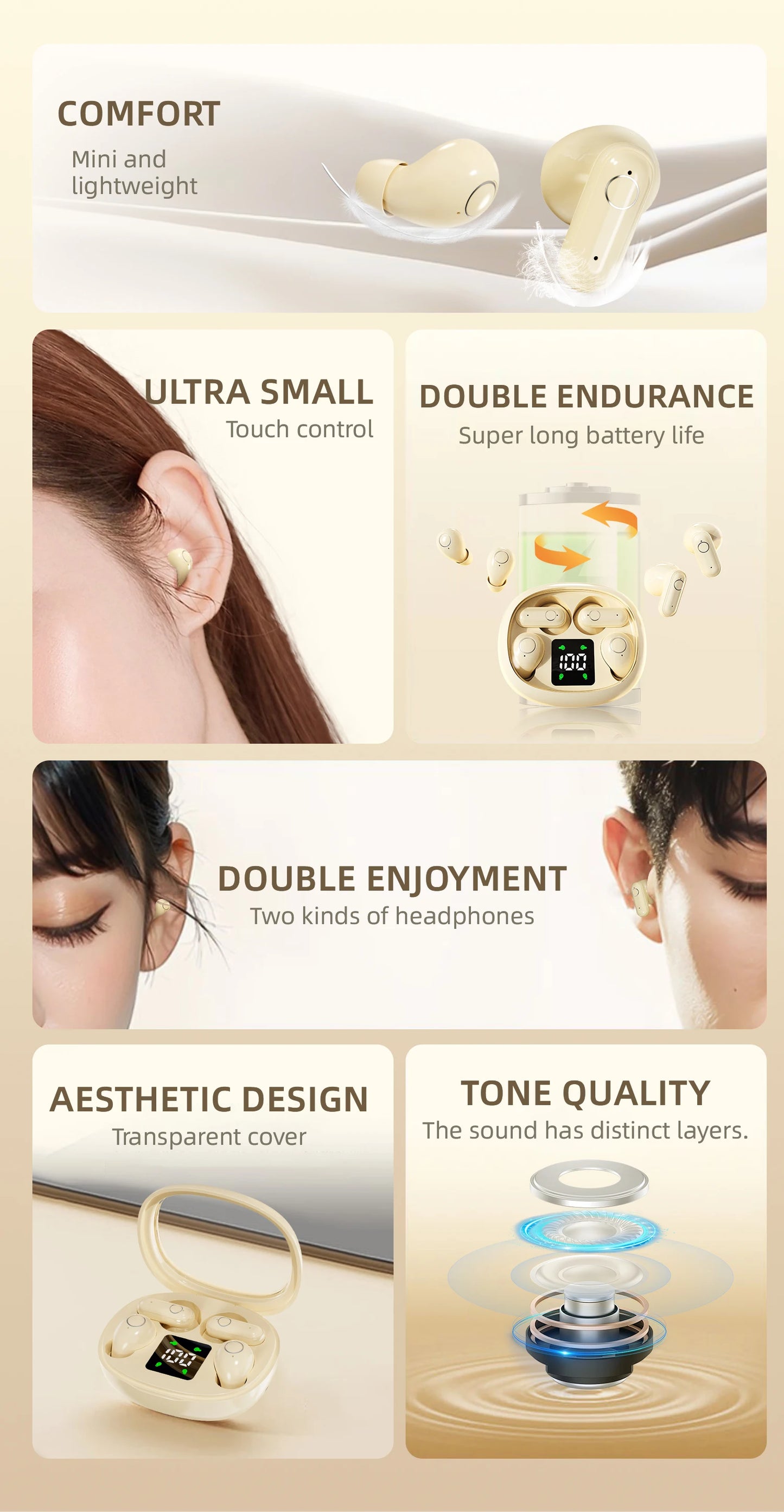 Mini 2-in-1 invisible Earbuds – Block Noise, Enjoy Comfort